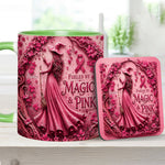 Fueled By Magic & Pink - Personalized Breast Cancer Awareness Accent Mug & Coaster