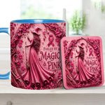 Fueled By Magic & Pink - Personalized Breast Cancer Awareness Accent Mug & Coaster