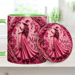 Fueled By Magic & Pink - Personalized Breast Cancer Awareness Accent Mug & Coaster