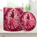 Fueled By Magic & Pink - Personalized Breast Cancer Awareness Accent Mug & Coaster