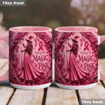 Fueled By Magic & Pink - Personalized Breast Cancer Awareness Accent Mug & Coaster