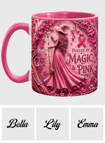 Fueled By Magic & Pink - Personalized Breast Cancer Awareness Accent Mug & Coaster
