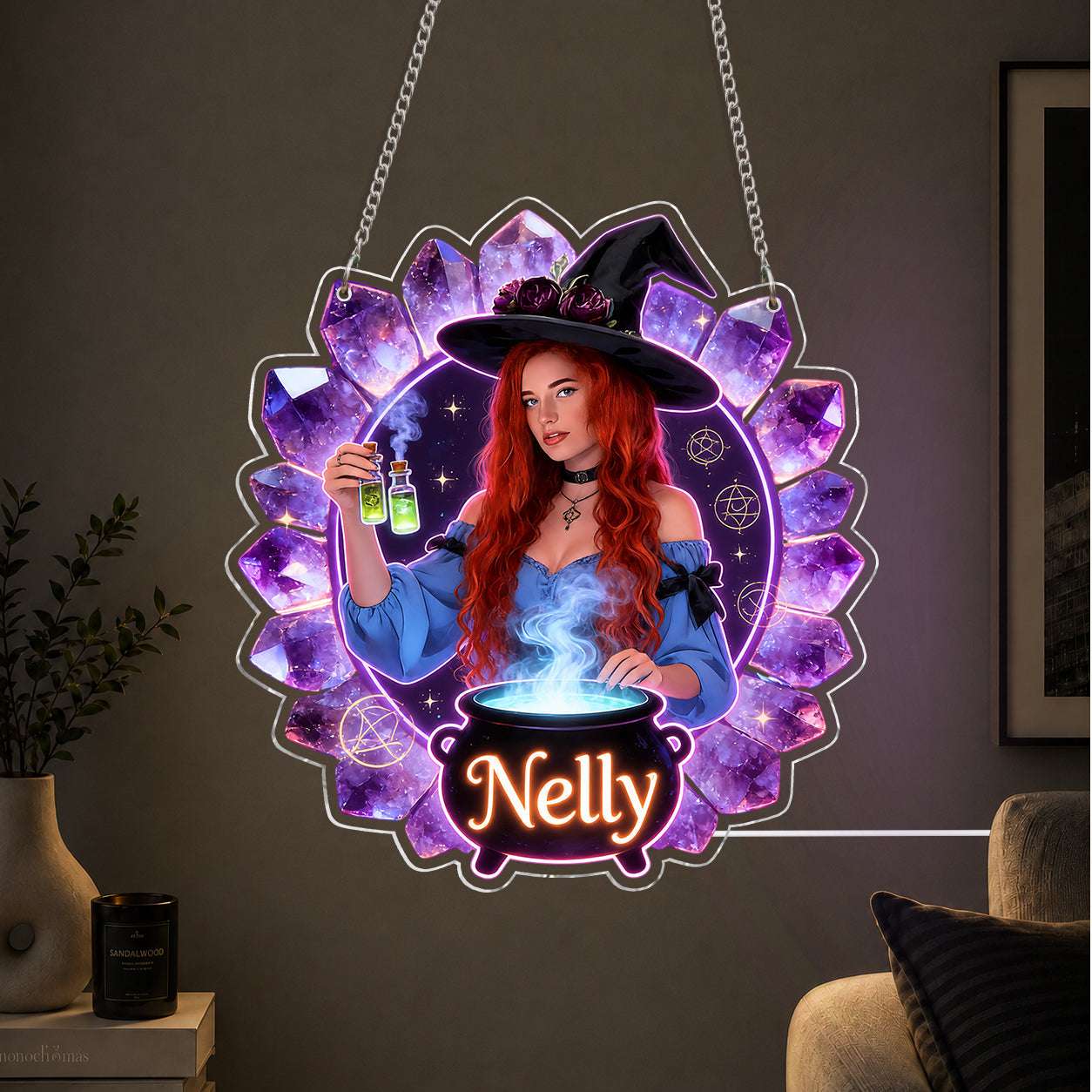 The Witch Is In - Personalized Witch Neon LED Light Sign