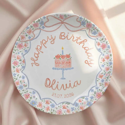 Birthday Gift - Personalized Birthday Ceramic Round Plate