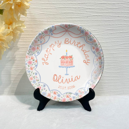 Birthday Gift - Personalized Birthday Ceramic Round Plate