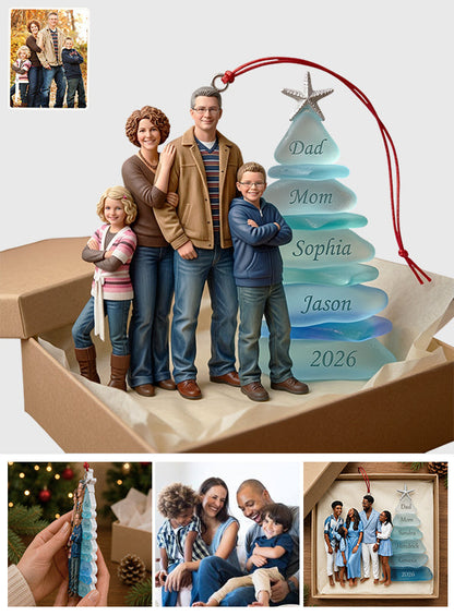 Sea Glass Family - Personalized Family Premium 3D Ornament