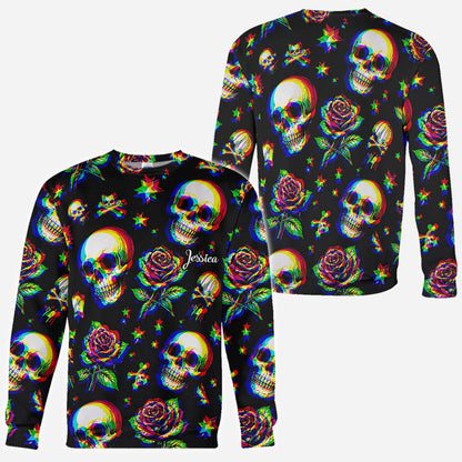 Skulls And Roses - Personalized Skull All Over Shirt