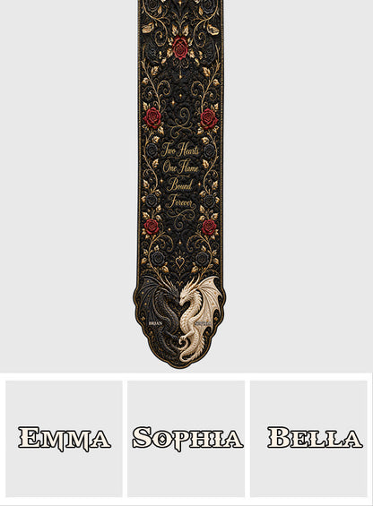 Two Hearts One Flame Bound Forever - Personalized Dragon Table Runner Custom Shape
