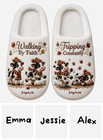 Walking By Faith - Personalized Cow Slippers