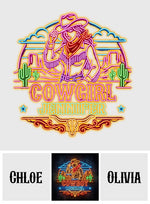 USB-Operated Neon Cowgirl Cowboy Sign - Personalized Cowgirl Neon LED Light Sign
