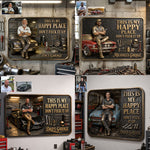 Garage Is My Happy Place - Personalized Garage 3D Printed Cut Metal Sign
