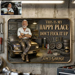 Garage Is My Happy Place - Personalized Garage 3D Printed Cut Metal Sign