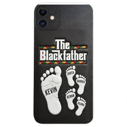 The Blackfather - Personalized Father 3D Embossed Leather Phone Case