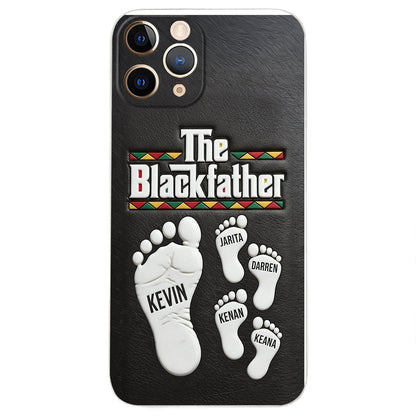 The Blackfather - Personalized Father 3D Embossed Leather Phone Case