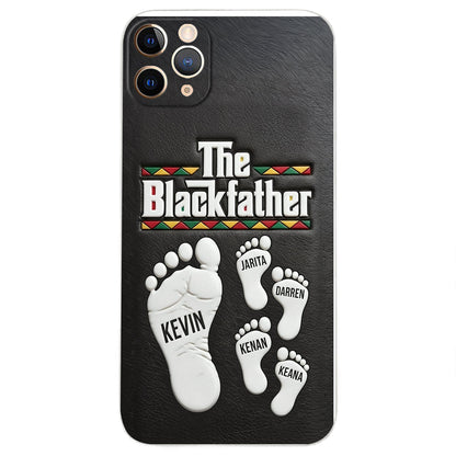 The Blackfather - Personalized Father 3D Embossed Leather Phone Case