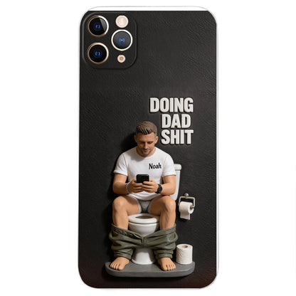 Doing Dad Shit - Personalized Father 3D Embossed Leather Phone Case