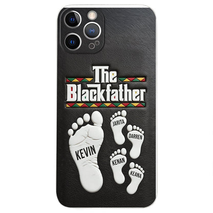 The Blackfather - Personalized Father 3D Embossed Leather Phone Case