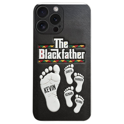 The Blackfather - Personalized Father 3D Embossed Leather Phone Case