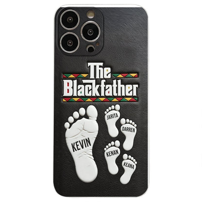 The Blackfather - Personalized Father 3D Embossed Leather Phone Case