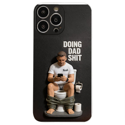 Doing Dad Shit - Personalized Father 3D Embossed Leather Phone Case