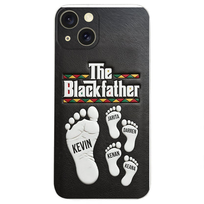 The Blackfather - Personalized Father 3D Embossed Leather Phone Case