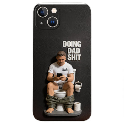 Doing Dad Shit - Personalized Father 3D Embossed Leather Phone Case