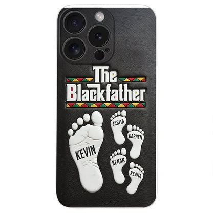 The Blackfather - Personalized Father 3D Embossed Leather Phone Case