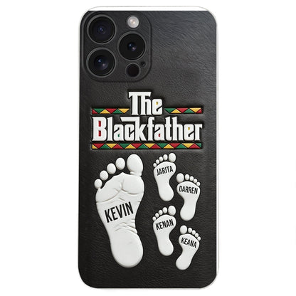 The Blackfather - Personalized Father 3D Embossed Leather Phone Case