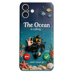 Tropical Sea Life - Personalized Scuba Diving 3D Embossed Leather Phone Case