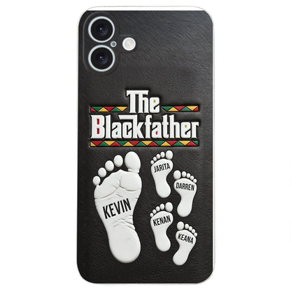 The Blackfather - Personalized Father 3D Embossed Leather Phone Case
