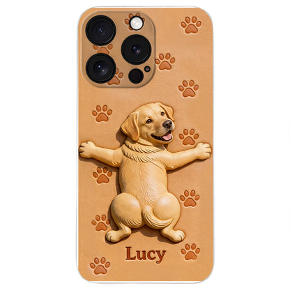 Pet Mom, Dog Lovers Gift Idea - Personalized Dog 3D Embossed Leather Phone Case