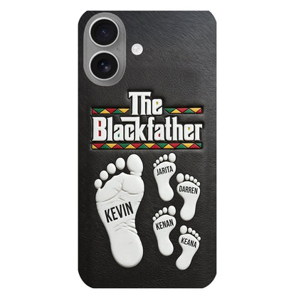 The Blackfather - Personalized Father 3D Embossed Leather Phone Case