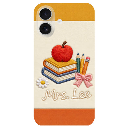 Teacher Gifts - Personalized Teacher 3D Embossed Leather Phone Case
