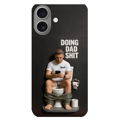Doing Dad Shit - Personalized Father 3D Embossed Leather Phone Case