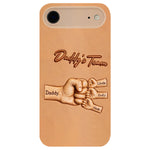 Daddy's Team - Personalized Father 3D Embossed Leather Phone Case
