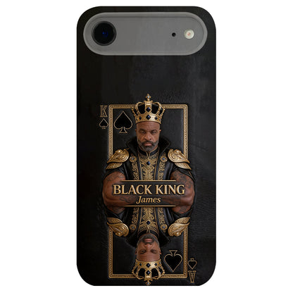 Black King - Personalized African American 3D Embossed Leather Phone Case