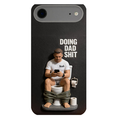 Doing Dad Shit - Personalized Father 3D Embossed Leather Phone Case