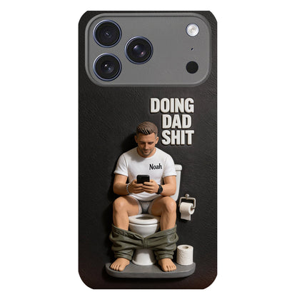 Doing Dad Shit - Personalized Father 3D Embossed Leather Phone Case