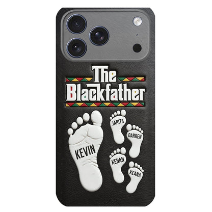 The Blackfather - Personalized Father 3D Embossed Leather Phone Case