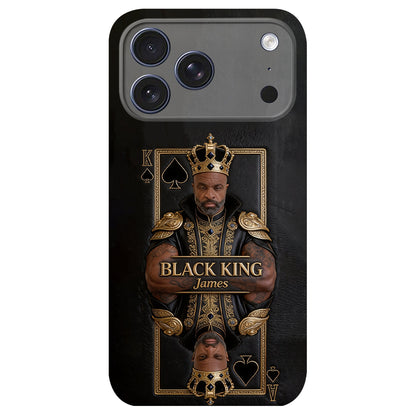 Black King - Personalized African American 3D Embossed Leather Phone Case
