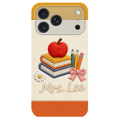 Teacher Gifts - Personalized Teacher 3D Embossed Leather Phone Case