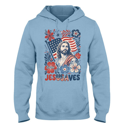 Jesusaves Floral 4th Of July - Personalized Christian T-shirt And Hoodie