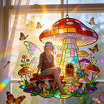 Mushroom Hippie Style - Personalized Mushroom Window Hanging Suncatcher Ornament