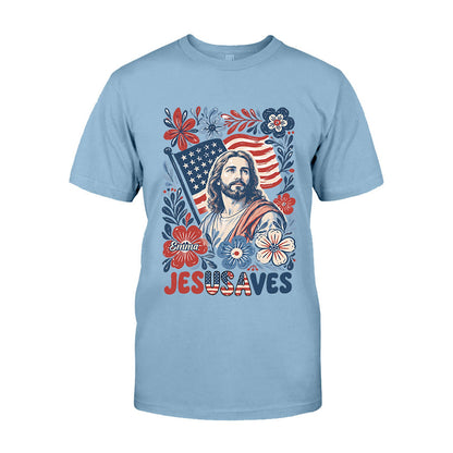 Jesusaves Floral 4th Of July - Personalized Christian T-shirt And Hoodie