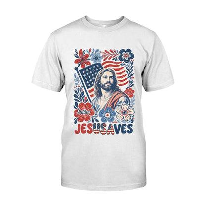 Jesusaves Floral 4th Of July - Personalized Christian T-shirt And Hoodie