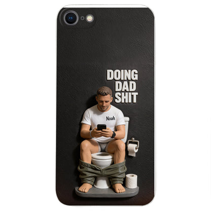 Doing Dad Shit - Personalized Father 3D Embossed Leather Phone Case