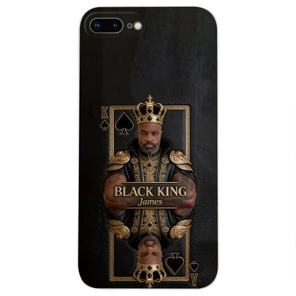 Black King - Personalized African American 3D Embossed Leather Phone Case