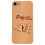 Daddy's Team - Personalized Father 3D Embossed Leather Phone Case