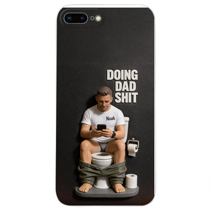 Doing Dad Shit - Personalized Father 3D Embossed Leather Phone Case