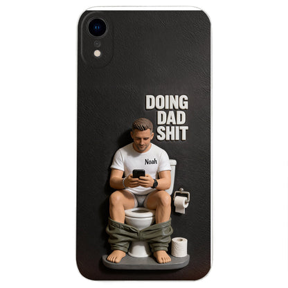Doing Dad Shit - Personalized Father 3D Embossed Leather Phone Case